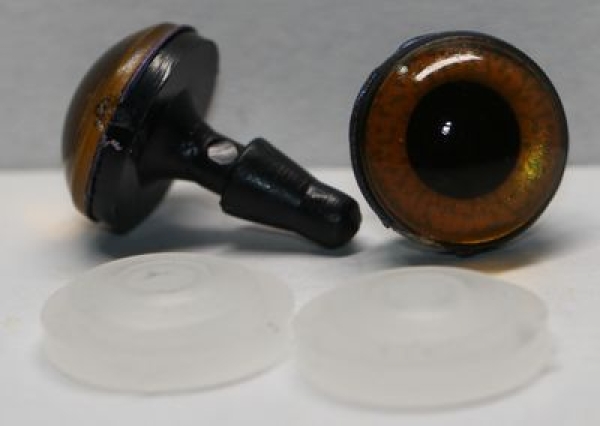 1 Paar Sicherheitsaugen 14 mm mittelgroße runde Pupillen kupfergold schimmernd verschiedenfarbige Iris