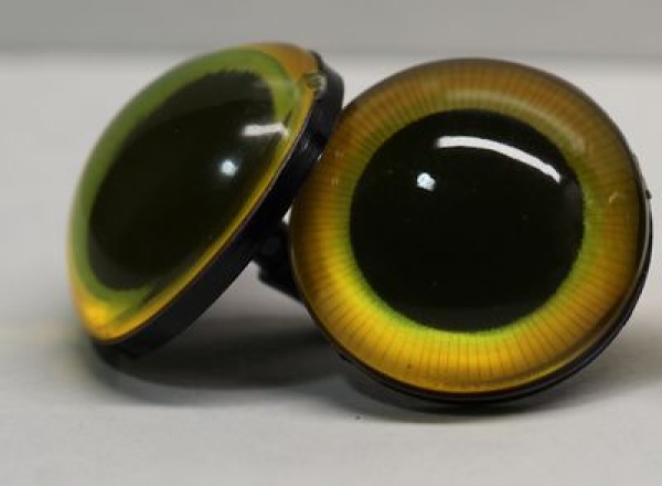 1 Paar Sicherheitsaugen 30 mm sehr große runde Pupillen goldgelb schimmernd verschiedenfarbige Iris