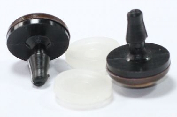 1 Paar Sicherheitsaugen 18 mm sehr große runde Pupillen braun schimmernd verschiedenfarbige Iris