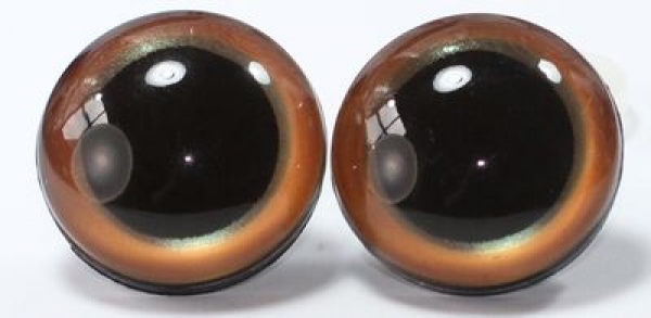 1 Paar Sicherheitsaugen 30 mm sehr große runde Pupillen kupfer schimmernd verschiedenfarbige Iris