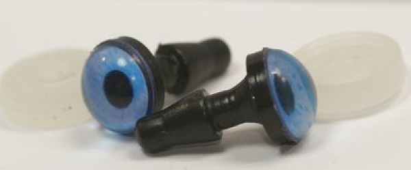 1 Paar Sicherheitsaugen 10 mm kleine runde Pupillen zartblau schimmernd verschiedenfarbige Iris