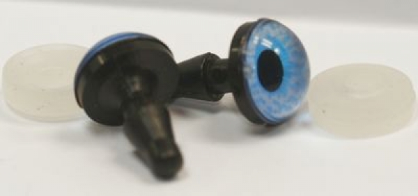 1 Paar Sicherheitsaugen 12 mm kleine runde Pupillen zartblau schimmernd verschiedenfarbige Iris