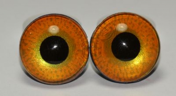1 Paar Sicherheitsaugen 18 mm kleine runde Pupillen kupfergold schimmernd verschiedenfarbige Iris