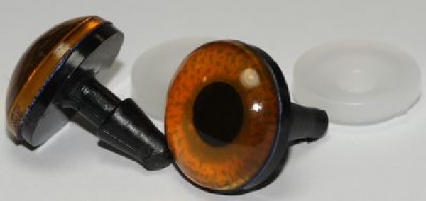 1 Paar Sicherheitsaugen 18 mm kleine runde Pupillen kupfergold schimmernd verschiedenfarbige Iris