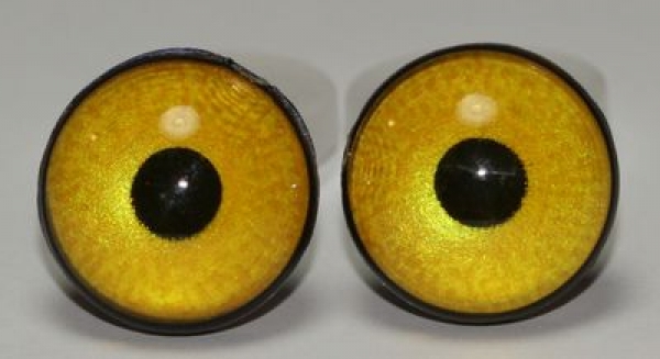 1 Paar Sicherheitsaugen 16 mm sehr kleine runde Pupillen goldgelb schimmernd verschiedenfarbige Iris