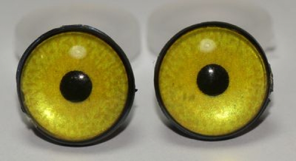 1 Paar Sicherheitsaugen 14 mm sehr kleine runde Pupillen goldgrün schimmernd verschiedenfarbige Iris