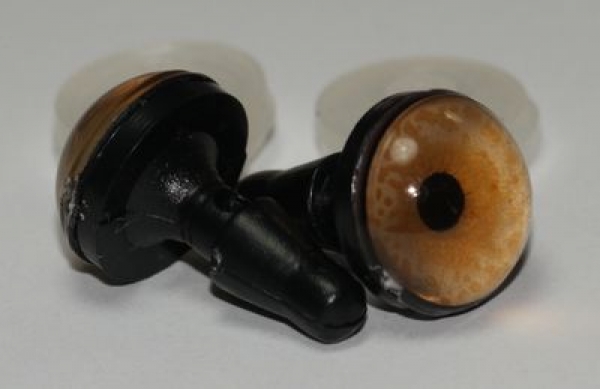 1 Paar Sicherheitsaugen 12 mm sehr kleine runde Pupillen zartbeige schimmernd verschiedenfarbige Iris
