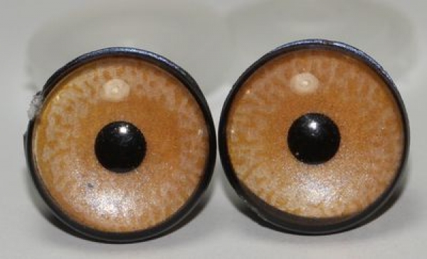 1 Paar Sicherheitsaugen 14 mm sehr kleine runde Pupillen zartbeige schimmernd verschiedenfarbige Iris