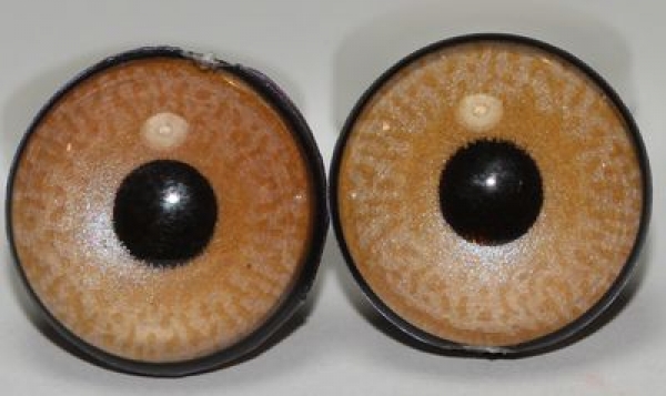 1 Paar Sicherheitsaugen 16 mm sehr kleine runde Pupillen zartbeige schimmernd verschiedenfarbige Iris