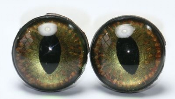 1 Paar Sicherheitsaugen 16 mm bronzegrün tief schimmernd Katze Drache