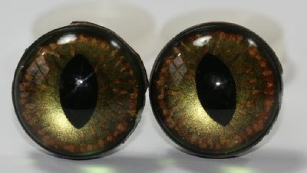 1 Paar Sicherheitsaugen 16 mm bronzegrün tief schimmernd Katze Drache
