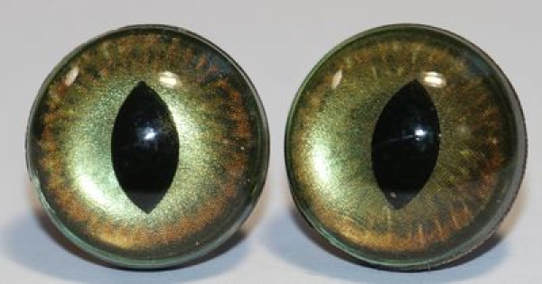 1 Paar Sicherheitsaugen 18 mm bronzegrün tief schimmernd Katze Drache