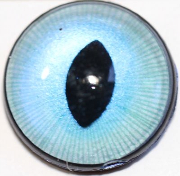 1 Paar Sicherheitsaugen 18 mm mittlere geschlitzte Pupillen türkisblau schimmernd verschiedenfarbige Iris