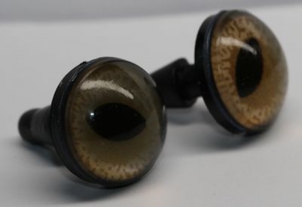 1 Paar 14 mm Sicherheitsaugen mittlere geschlitzte Pupillen grünblau schimmernd verschiedenfarbige Iris