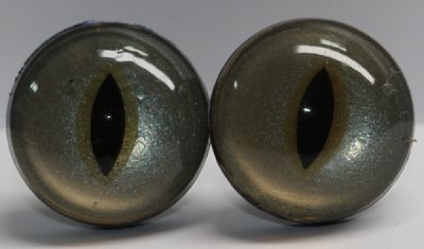 1 Paar Sicherheitsaugen 18 mm kleine geschlitzte Pupillen beigebraun schimmernd verschiedenfarbige Iris