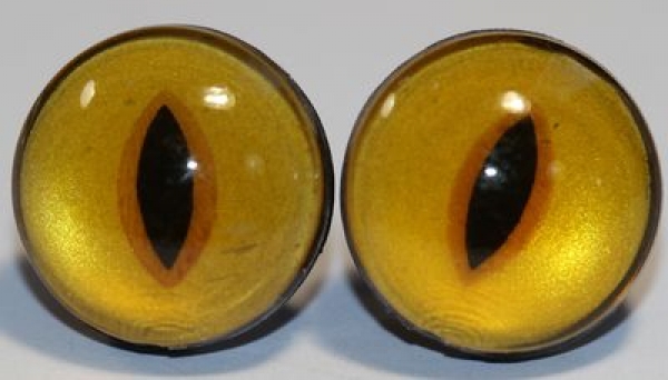 1 Paar Sicherheitsaugen 18 mm kleine geschlitzte Pupillen orangegelb schimmernd verschiedenfarbige Iris