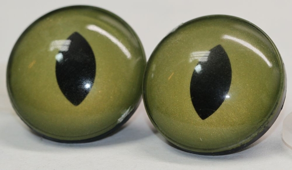 1 Paar Sicherheitsaugen 30 mm oliv metallic Katze Drache