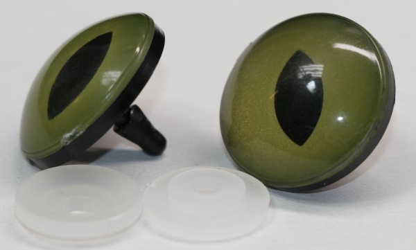 1 Paar Sicherheitsaugen 30 mm oliv metallic Katze Drache