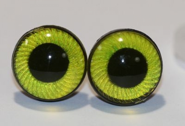 1 Paar Sicherheitsaugen Spiral-Iris zitronengelb 14 mm