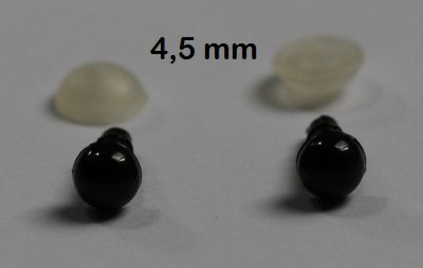 1 Paar Sicherheitsaugen 4,5 mm Teddyaugen schwarz durchgefärbt