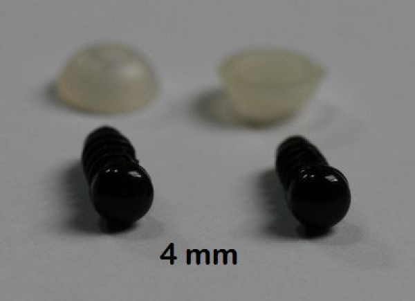 1 Paar Sicherheitsaugen 4 mm Teddyaugen schwarz durchgefärbt