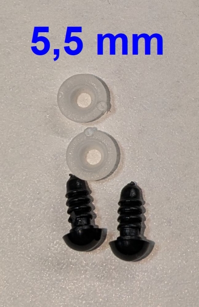 1 Paar Sicherheitsaugen 5,5 mm Teddyaugen schwarz durchgefärbt