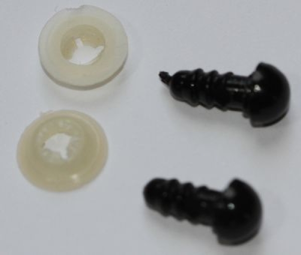 1 Paar Sicherheitsaugen 6 mm Teddyaugen schwarz durchgefärbt