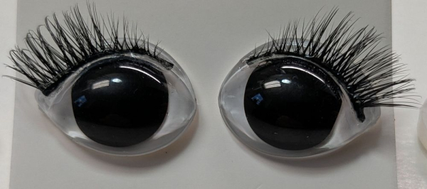 Sicherheitsaugen Weiß mit Wimpern 16 mm x 21 mm