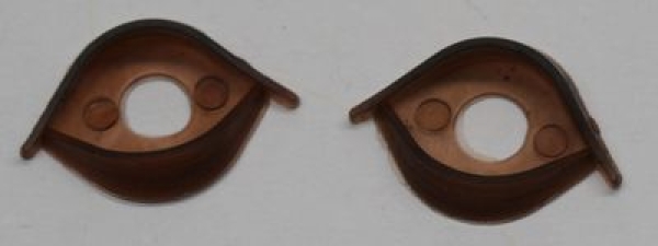 1 Paar Augenlider braun transparent rötlich Ober/Unterlid (passend für 14 mm Sicherheitsaugen)