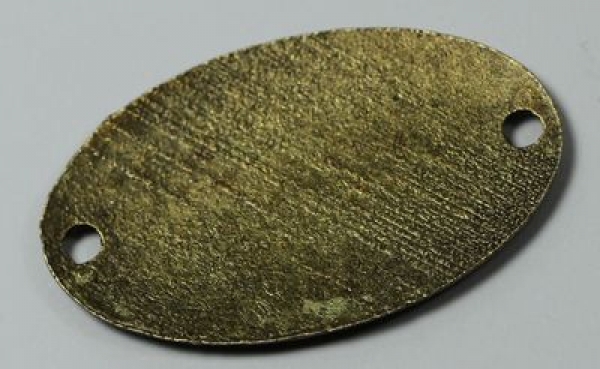 1 Button aus Metall "handmade" bronzefarben ca. 31 mm x 19 mm zum Annähen