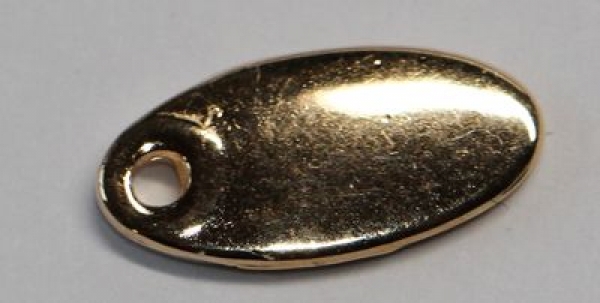 1 Button aus Metall "handmade" rötlich goldfarben ca. 11 mm x 5 mm zum Annähen