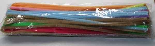 1 Packung mit 100 Stück Biegeplüsch Chenilledraht 5 mm Durchmesser Farbmix