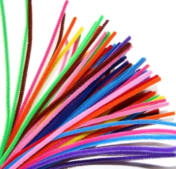 1 Packung mit 100 Stück Biegeplüsch Chenilledraht 5 mm Durchmesser Farbmix