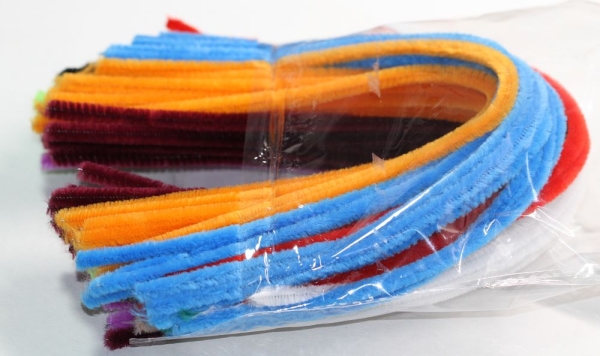 1 Packung mit 100 Stück Biegeplüsch Chenilledraht 5 mm Durchmesser Farbmix