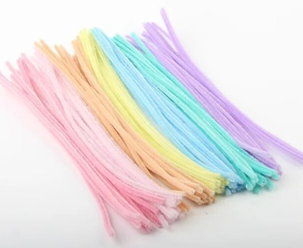 1 Packung mit 100 Stück Biegeplüsch Chenilledraht 5 mm Durchmesser Farbmix