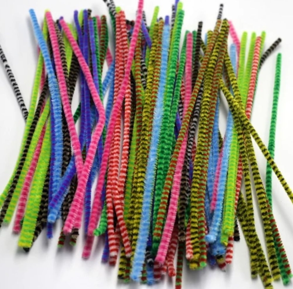 1 Packung mit 100 Stück Biegeplüsch Chenilledraht 5 mm Durchmesser Farbmix