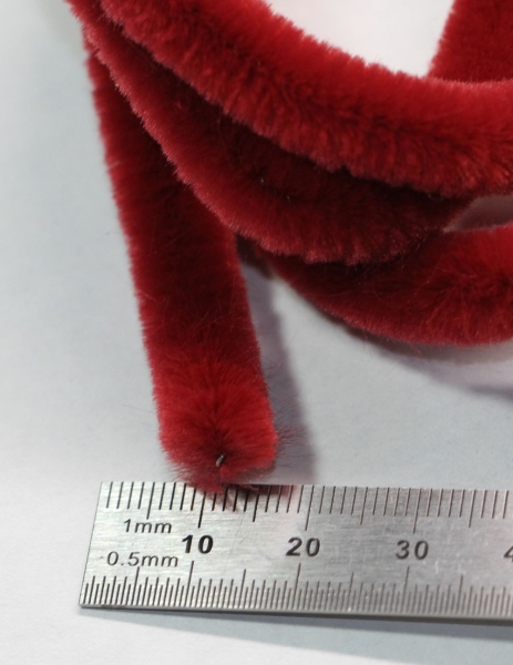 1 Stück Biegeplüsch 1 m lang Chenilledraht 8 mm Durchmesser weinrot