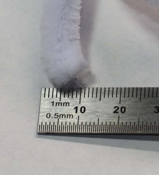1 Stück Biegeplüsch 1 m lang Chenilledraht 8 mm Durchmesser weiß