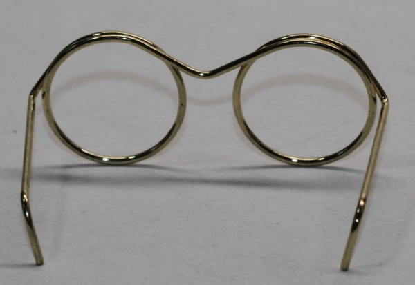 Brille ca. 4 cm gold ohne Gläser für Teddies oder Puppen Accessoire Requisite