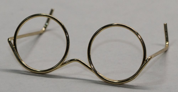 Brille ca. 4 cm gold ohne Gläser für Teddies oder Puppen Accessoire Requisite