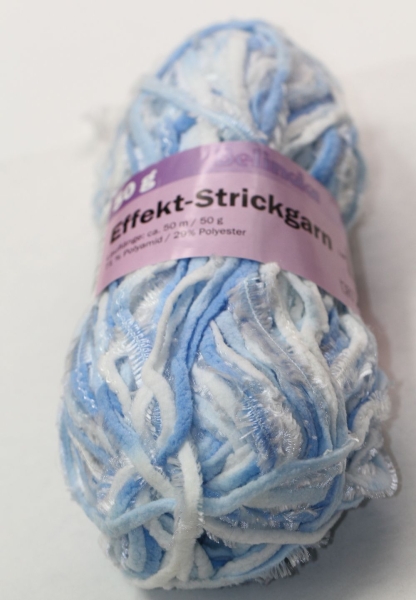 Wolle Belinda Effekt-Strickgarn 50 g 71 % Polyamid 29 % Polyester hellblau weiß