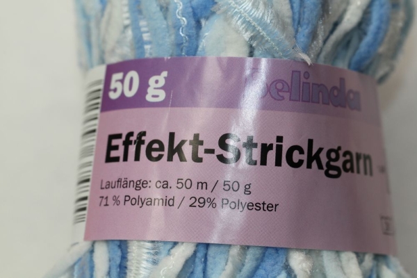 Wolle Belinda Effekt-Strickgarn 50 g 71 % Polyamid 29 % Polyester hellblau weiß