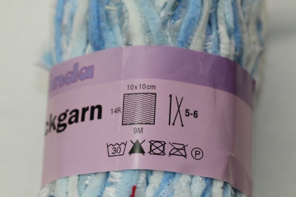 Wolle Belinda Effekt-Strickgarn 50 g 71 % Polyamid 29 % Polyester hellblau weiß