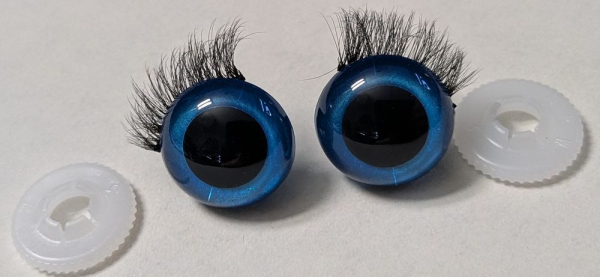 1 Paar Sicherheitsaugen 18 mm Blau metallic mit Wimpern