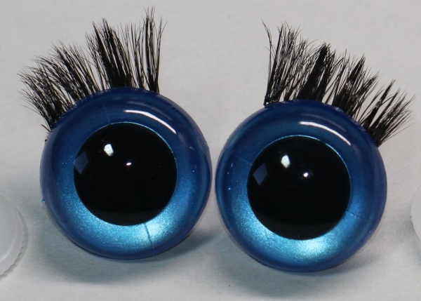 1 Paar Sicherheitsaugen 24 mm Blau metallic mit Wimpern