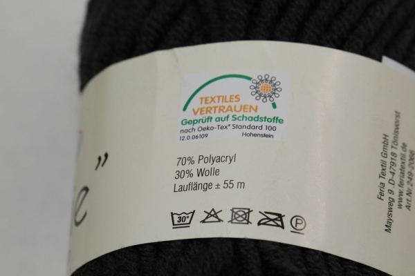 Wolle "Bonnie" Mützengarn dunkelgrau 50 g 70 % Polyacryl 30 % Wolle