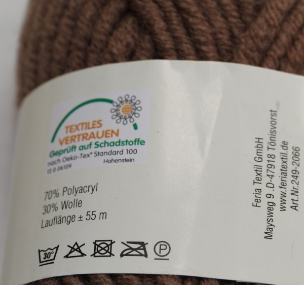 Wolle "Bonnie" Mützengarn hellbraun 50 g 70 % Polyacryl 30 % Wolle