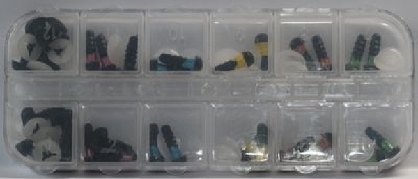 1 Box mit 10 Paar Augen 6 mm metallic und 10 Nasen für Amigurumi gemischt hochwertig
