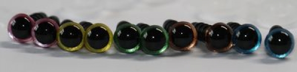 1 Box mit 10 Paar Augen 6 mm metallic und 10 Nasen für Amigurumi gemischt hochwertig