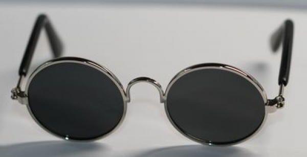 Brille Sonnenbrille 8 cm silber dunkle Gläser für Teddies oder Puppen Accessoire Requisite